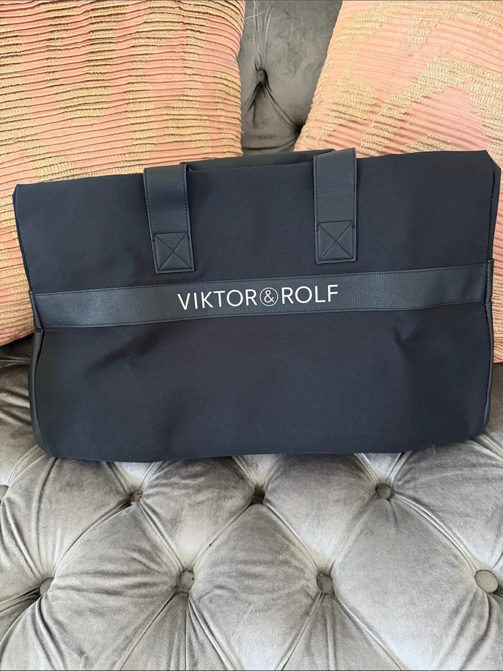 Viktor & Rolf Black Canvas Travel Weekender Tote